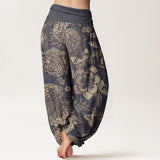 Pantalon sarouel à motif pivoines