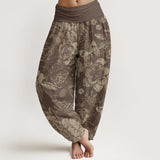 Pantalon sarouel à motif pivoines
