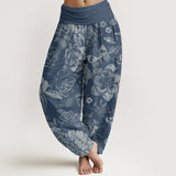 Pantalon sarouel à motif pivoines