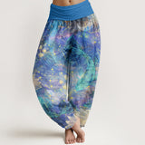 Pantalon sarouel en coton motif lune et carpe koï
