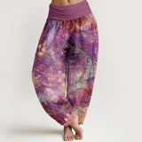Pantalon sarouel en coton motif lune et carpe koï