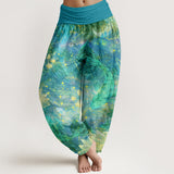 Pantalon sarouel en coton motif lune et carpe koï