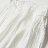 Pantalon large taille haute en coton et lin couleur unie avec poches Buddha Stones