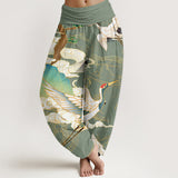 Pantalon harem grues en vol