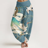 Pantalon harem grues en vol