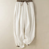 Pantalon sarouel femme en coton uni avec poches et cordon de serrage Buddha Stones