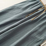Pantalon décontracté pour femme Buddha Stones en coton et lin, couleur unie, avec poches et cordon de serrage