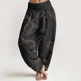 Pantalon sarouel en coton motif carpe koï