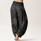 Pantalon sarouel en coton motif carpe koï