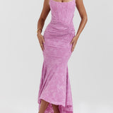 Robe longue fleurie bleu campanule