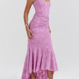 Robe longue fleurie bleu campanule