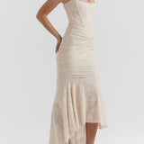 Robe longue fleurie bleu campanule