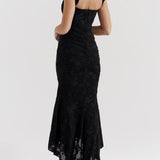 Robe longue fleurie bleu campanule
