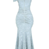 Robe longue fleurie bleu campanule