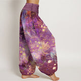Pantalon sarouel en coton motif lune et carpe koï