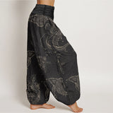 Pantalon sarouel en coton motif carpe koï