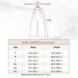Pantalon large taille haute en coton et lin couleur unie avec poches Buddha Stones