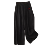 Pantalon capri décontracté pour femme, couleur unie, un bouton, jambes larges, avec poches Buddha Stones
