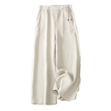 Pantalon capri décontracté pour femme, couleur unie, un bouton, jambes larges, avec poches Buddha Stones