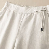 Pantalon capri décontracté pour femme, couleur unie, un bouton, jambes larges, avec poches Buddha Stones