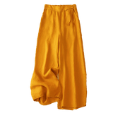 Pantalon capri décontracté pour femme, couleur unie, un bouton, jambes larges, avec poches Buddha Stones