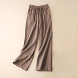 Pantalon large décontracté à taille haute avec poches et lacets Buddha Stones