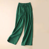 Pantalon large décontracté à taille haute avec poches et lacets Buddha Stones