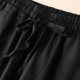 Pantalon large décontracté à taille haute avec poches et lacets Buddha Stones