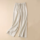 Pantalon large décontracté à taille haute avec poches et lacets Buddha Stones