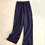 Pantalon large décontracté à taille haute avec poches et lacets Buddha Stones