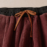 Pantalon harem thermique pour femme en coton côtelé avec doublure en polaire, poches et contraste de couleurs Buddha Stones