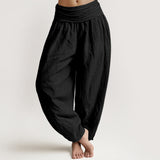 Pantalon sarouel noir en pur coton