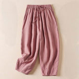 Pantalon sarouel d'été Buddha Stones avec broderies de petites fleurs et poches