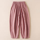 Pantalon sarouel d'été Buddha Stones avec broderies de petites fleurs et poches