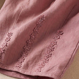 Pantalon sarouel d'été Buddha Stones avec broderies de petites fleurs et poches