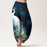Pantalon sarouel imprimé paon