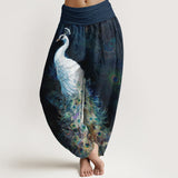 Pantalon sarouel imprimé paon
