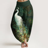 Pantalon sarouel imprimé paon