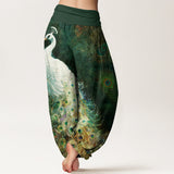 Pantalon sarouel imprimé paon