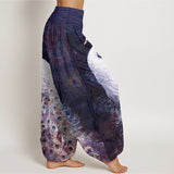 Pantalon sarouel imprimé paon