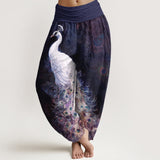 Pantalon sarouel imprimé paon