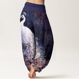 Pantalon sarouel imprimé paon