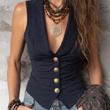 Gilet col Claudine rétro à boutons