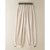 Pantalon sarouel femme en coton uni avec poches et cordon de serrage Buddha Stones
