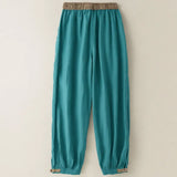 Pantalon sarouel femme en coton uni avec poches et cordon de serrage Buddha Stones