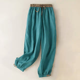 Pantalon sarouel femme en coton uni avec poches et cordon de serrage Buddha Stones