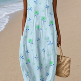 Hailey - Robe Midi de Plage Ample Imprimée Sans Manches pour Femme
