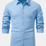 Chemise boutonnée à manches longues et coupe ajustée en maille côtelée
