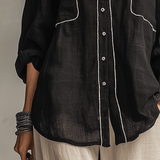 Chemise bohème moderne en lin noir, style décontracté