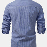Chemise boutonnée en seersucker rayé